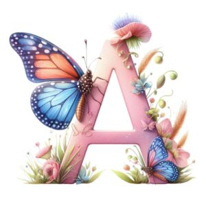 Heat transfers Iron on stickers  buttlefly letter 24 for Tshirts Iron on Decal Patches Stickers Clothes Hat Pillows DIY Crafts