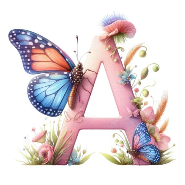 Heat transfers Iron on stickers  buttlefly letter 24 for Tshirts Iron on Decal Patches Stickers Clothes Hat Pillows DIY Crafts