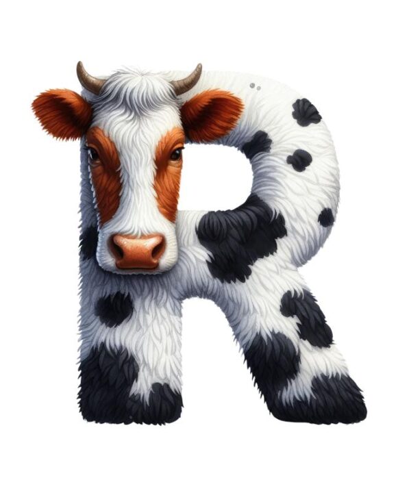 Heat transfers Iron on stickers  cow letter 28 for Tshirts Iron on Decal Patches Stickers Clothes Hat Pillows DIY Crafts