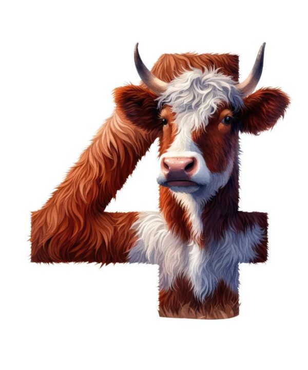 Heat transfers Iron on stickers  cow letter 5 for Tshirts Iron on Decal Patches Stickers Clothes Hat Pillows DIY Crafts