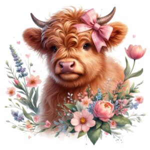 Heat transfers Iron on stickers  highland cow 36 for Tshirts Iron on Decal Patches Stickers Clothes Hat Pillows DIY Crafts