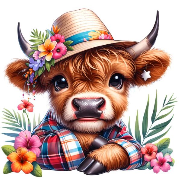 Heat transfers Iron on stickers  highland cow 394 for Tshirts Iron on Decal Patches Stickers Clothes Hat Pillows DIY Crafts