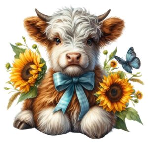 Heat transfers Iron on stickers  highland cow 419 for Tshirts Iron on Decal Patches Stickers Clothes Hat Pillows DIY Crafts