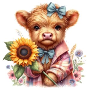 Heat transfers Iron on stickers  highland cow 421 for Tshirts Iron on Decal Patches Stickers Clothes Hat Pillows DIY Crafts