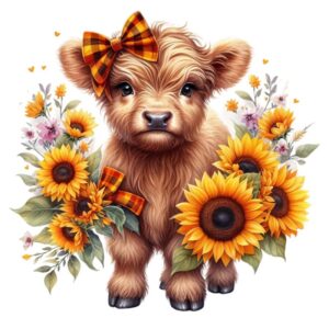 Heat transfers Iron on stickers  highland cow 423 for Tshirts Iron on Decal Patches Stickers Clothes Hat Pillows DIY Crafts