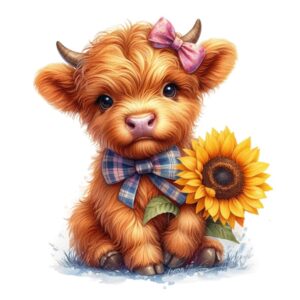 Heat transfers Iron on stickers  highland cow 424 for Tshirts Iron on Decal Patches Stickers Clothes Hat Pillows DIY Crafts