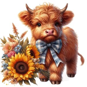 Heat transfers Iron on stickers  highland cow 426 for Tshirts Iron on Decal Patches Stickers Clothes Hat Pillows DIY Crafts