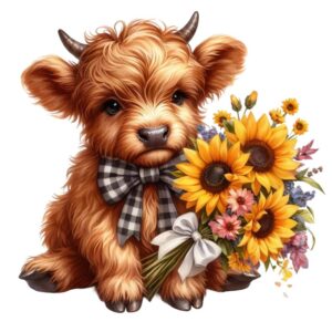 Heat transfers Iron on stickers  highland cow 428 for Tshirts Iron on Decal Patches Stickers Clothes Hat Pillows DIY Crafts
