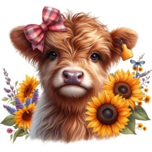 Heat transfers Iron on stickers  highland cow 429 for Tshirts Iron on Decal Patches Stickers Clothes Hat Pillows DIY Crafts
