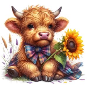 Heat transfers Iron on stickers  highland cow 432 for Tshirts Iron on Decal Patches Stickers Clothes Hat Pillows DIY Crafts