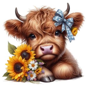 Heat transfers Iron on stickers  highland cow 433 for Tshirts Iron on Decal Patches Stickers Clothes Hat Pillows DIY Crafts