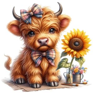 Heat transfers Iron on stickers  highland cow 435 for Tshirts Iron on Decal Patches Stickers Clothes Hat Pillows DIY Crafts