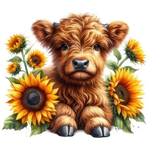 Heat transfers Iron on stickers  highland cow 437 for Tshirts Iron on Decal Patches Stickers Clothes Hat Pillows DIY Crafts