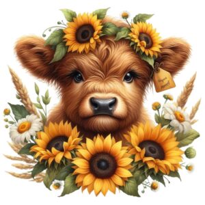 Heat transfers Iron on stickers  highland cow 438 for Tshirts Iron on Decal Patches Stickers Clothes Hat Pillows DIY Crafts