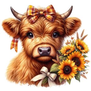 Heat transfers Iron on stickers  highland cow 439 for Tshirts Iron on Decal Patches Stickers Clothes Hat Pillows DIY Crafts