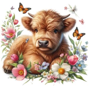 Heat transfers Iron on stickers  highland cow 44 for Tshirts Iron on Decal Patches Stickers Clothes Hat Pillows DIY Crafts