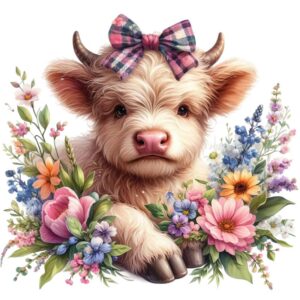 Heat transfers Iron on stickers  highland cow 47 for Tshirts Iron on Decal Patches Stickers Clothes Hat Pillows DIY Crafts