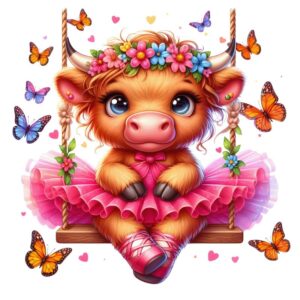 Heat transfers Iron on stickers  highland cow 482 for Tshirts Iron on Decal Patches Stickers Clothes Hat Pillows DIY Crafts