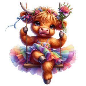Heat transfers Iron on stickers  highland cow 497 for Tshirts Iron on Decal Patches Stickers Clothes Hat Pillows DIY Crafts