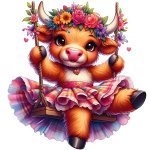 Heat transfers Iron on stickers  highland cow 498 for Tshirts Iron on Decal Patches Stickers Clothes Hat Pillows DIY Crafts