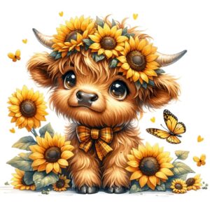 Heat transfers Iron on stickers  highland cow 5 for Tshirts Iron on Decal Patches Stickers Clothes Hat Pillows DIY Crafts