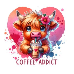 Heat transfers Iron on stickers  highland cow 548 for Tshirts Iron on Decal Patches Stickers Clothes Hat Pillows DIY Crafts
