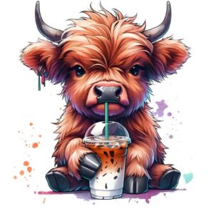Heat transfers Iron on stickers  highland cow 551 for Tshirts Iron on Decal Patches Stickers Clothes Hat Pillows DIY Crafts