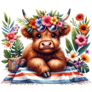 Heat transfers Iron on stickers  highland cow 579 for Tshirts Iron on Decal Patches Stickers Clothes Hat Pillows DIY Crafts