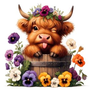 Heat transfers Iron on stickers  highland cow 585 for Tshirts Iron on Decal Patches Stickers Clothes Hat Pillows DIY Crafts