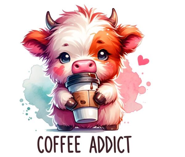 Heat transfers Iron on stickers  highland cow 596 for Tshirts Iron on Decal Patches Stickers Clothes Hat Pillows DIY Crafts