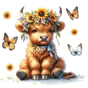 Heat transfers Iron on stickers  highland cow 7 for Tshirts Iron on Decal Patches Stickers Clothes Hat Pillows DIY Crafts
