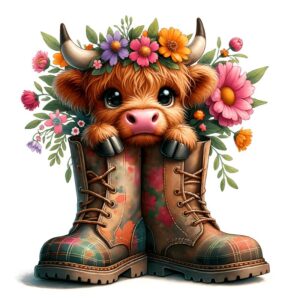 Heat transfers Iron on stickers  highland cow 92 for Tshirts Iron on Decal Patches Stickers Clothes Hat Pillows DIY Crafts