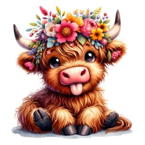 Heat transfers Iron on stickers  highland cow 96 for Tshirts Iron on Decal Patches Stickers Clothes Hat Pillows DIY Crafts