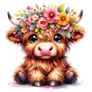 Heat transfers Iron on stickers  highland cow 97 for Tshirts Iron on Decal Patches Stickers Clothes Hat Pillows DIY Crafts