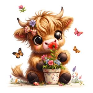 Heat transfers Iron on stickers  highland cow 98 for Tshirts Iron on Decal Patches Stickers Clothes Hat Pillows DIY Crafts
