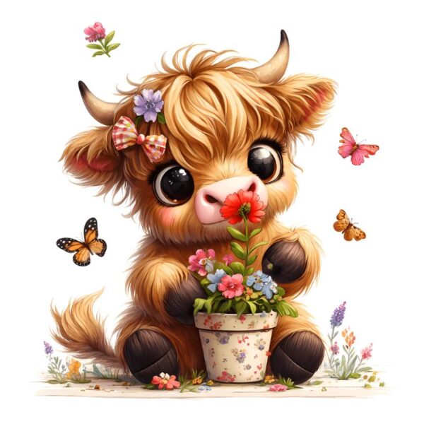 Heat transfers Iron on stickers  highland cow 98 for Tshirts Iron on Decal Patches Stickers Clothes Hat Pillows DIY Crafts