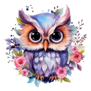 Heat transfers Iron on stickers  owl 51 for Tshirts Iron on Decal Patches Stickers Clothes Hat Pillows DIY Crafts