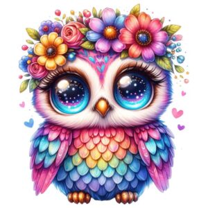 Heat transfers Iron on stickers  owl 55 for Tshirts Iron on Decal Patches Stickers Clothes Hat Pillows DIY Crafts