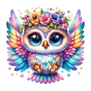 Heat transfers Iron on stickers  owl 72 for Tshirts Iron on Decal Patches Stickers Clothes Hat Pillows DIY Crafts