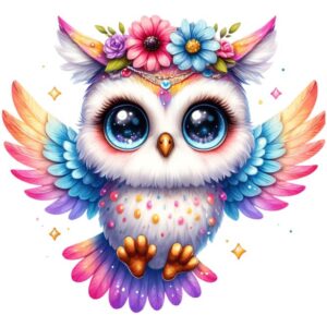 Heat transfers Iron on stickers  owl 73 for Tshirts Iron on Decal Patches Stickers Clothes Hat Pillows DIY Crafts