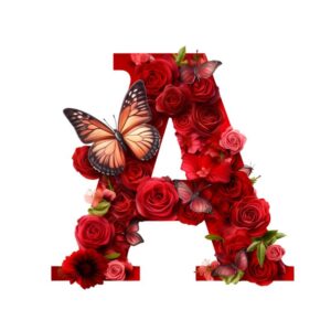 Heat transfers Iron on stickers  red flower letter 1 for Tshirts Iron on Decal Patches Stickers Clothes Hat Pillows DIY Crafts