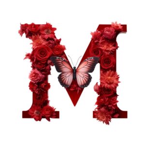 Heat transfers Iron on stickers  red flower letter 13 for Tshirts Iron on Decal Patches Stickers Clothes Hat Pillows DIY Crafts