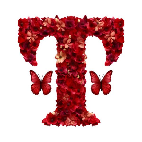 Heat transfers Iron on stickers  red flower letter 20 for Tshirts Iron on Decal Patches Stickers Clothes Hat Pillows DIY Crafts
