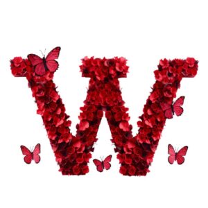Heat transfers Iron on stickers  red flower letter 23 for Tshirts Iron on Decal Patches Stickers Clothes Hat Pillows DIY Crafts