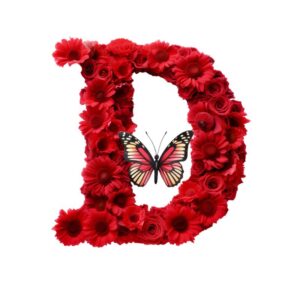 Heat transfers Iron on stickers  red flower letter 4 for Tshirts Iron on Decal Patches Stickers Clothes Hat Pillows DIY Crafts