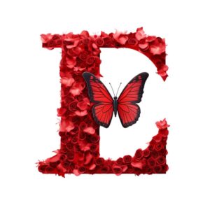 Heat transfers Iron on stickers  red flower letter 5 for Tshirts Iron on Decal Patches Stickers Clothes Hat Pillows DIY Crafts