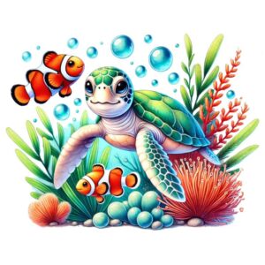 Heat transfers Iron on stickers  sea turtle 122 for Tshirts Iron on Decal Patches Stickers Clothes Hat Pillows DIY Crafts