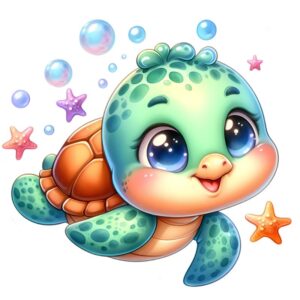 Heat transfers Iron on stickers  sea turtle 222 for Tshirts Iron on Decal Patches Stickers Clothes Hat Pillows DIY Crafts
