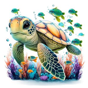 Heat transfers Iron on stickers  sea turtle 56 for Tshirts Iron on Decal Patches Stickers Clothes Hat Pillows DIY Crafts
