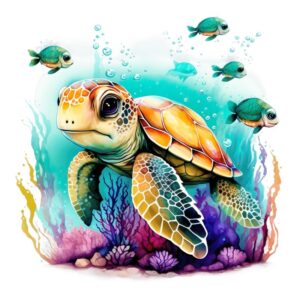 Heat transfers Iron on stickers  sea turtle 58 for Tshirts Iron on Decal Patches Stickers Clothes Hat Pillows DIY Crafts